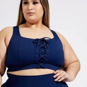 BUFFBUNNY Amor Sports Bra Lace Up Midnight Navy Small